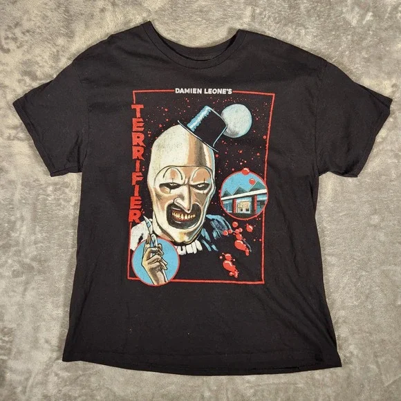 Terrifier Graphic T-Shirt Mens XL Black Excellent Art the Clown Horror Film Tee - Picture 2 of 7